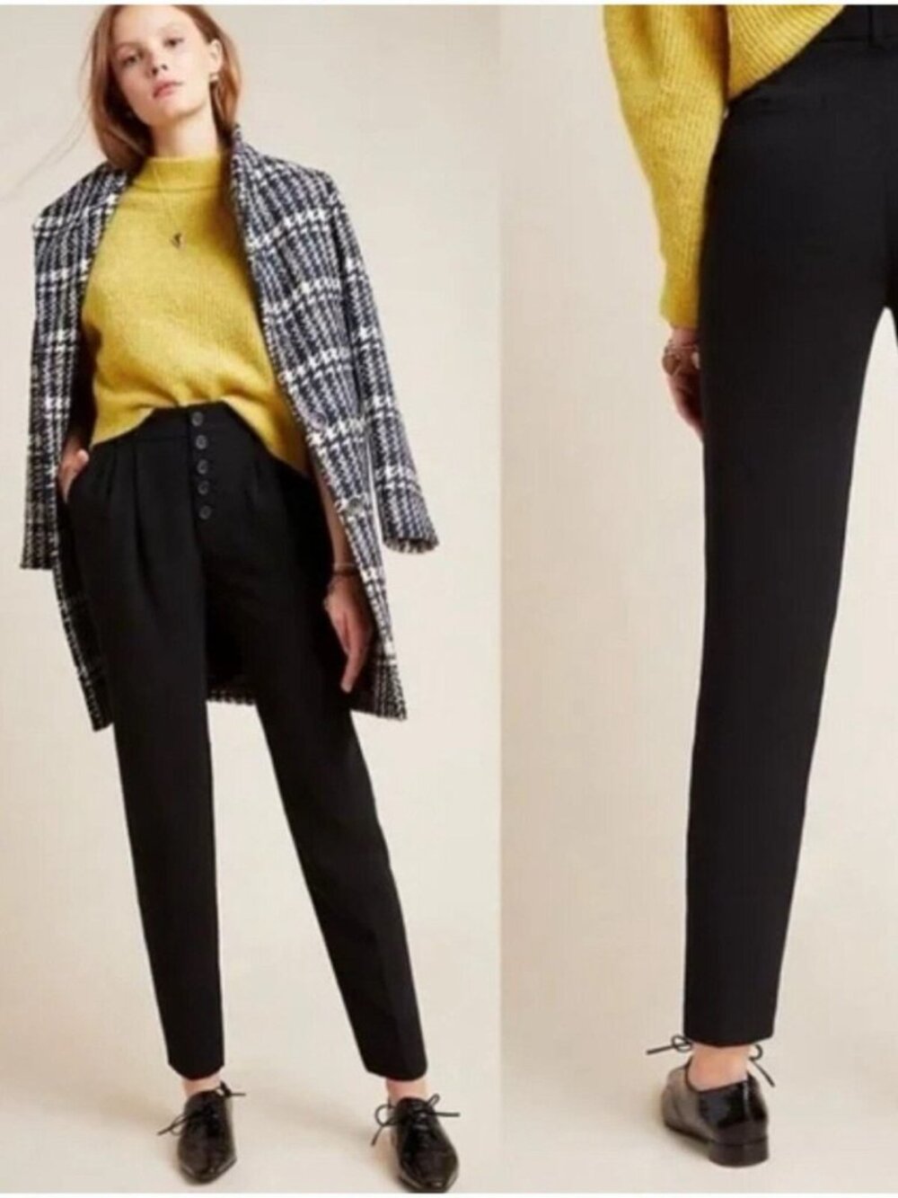 NWOT Anthropologie Sasha High Rise Button‎ Fly Crepe Pleated Trousers size 4